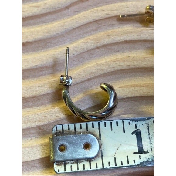 VTG Sterling Silver 925 NVC Half Hoop Open Work Braided Earrings Boho Minimalist - Picture 6 of 15